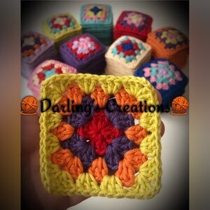Granny Squares Crocheted Trimmed Handmade 24pcs
